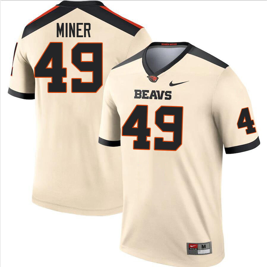 Men #49 Frank Miner Oregon State Beavers College Football Jerseys Stitched-Cream